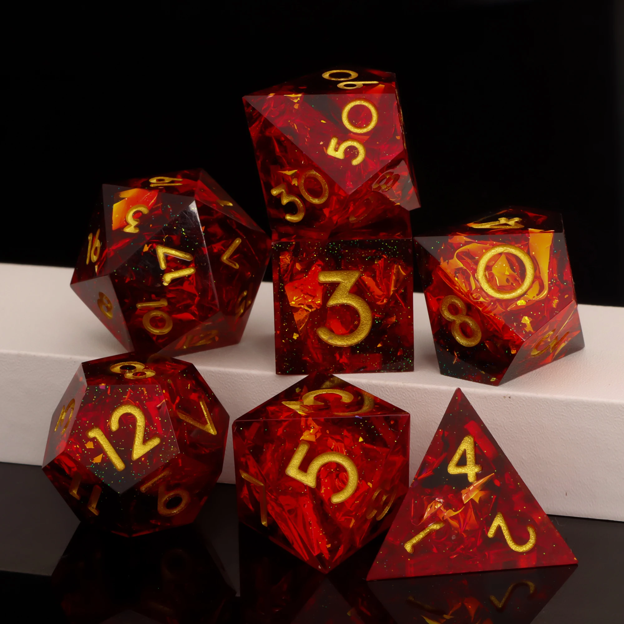 D&D D and D Flowing Sand Sharp Edge Dragon Resin Polyhedral Dice Set For RPG Role Playing Dungeon and Dragon Pathfinder  Boa