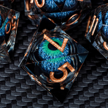 Dnd D20 Black Blue Liquid Flow Eye Dice Set & Ring D and D Sharp Edge Dice For Dungeon and Dragon Pathfinder Role Playing Games - Image 5