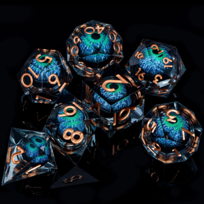 Dnd D20 Black Blue Liquid Flow Eye Dice Set & Ring D and D Sharp Edge Dice For Dungeon and Dragon Pathfinder Role Playing Games - Image 6