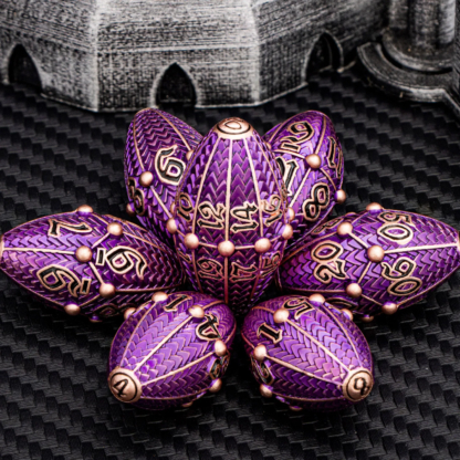 ARUOHHA Copper Purple DND Metal Dragon Egg Dice D20 Dungeon and Dragon Role Playing Game D&D Dice Polyhedral D and D Dice Set - Image 2