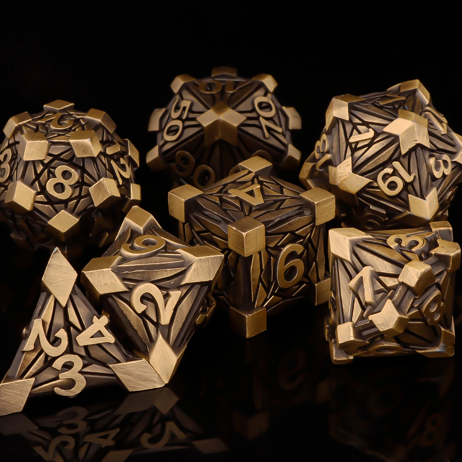 D+D Metal Dice Set DND New Green Tree Root RPG Multi sided Dice Role Playing Game Dragon and Dungeon Trailblazer Mathematics Tea