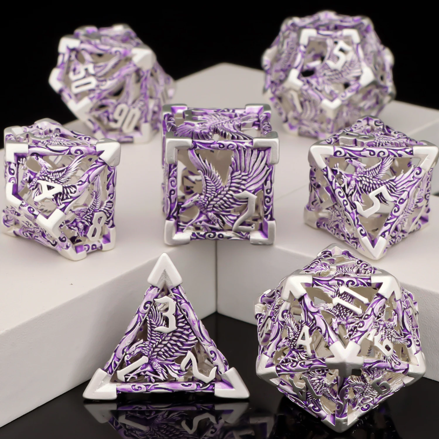 7pcs D+D Metal Polyhedral Dice Set RPG Role Playing Game DND Dungeon and Dragon D20 D12 D10 D8 D6 D4