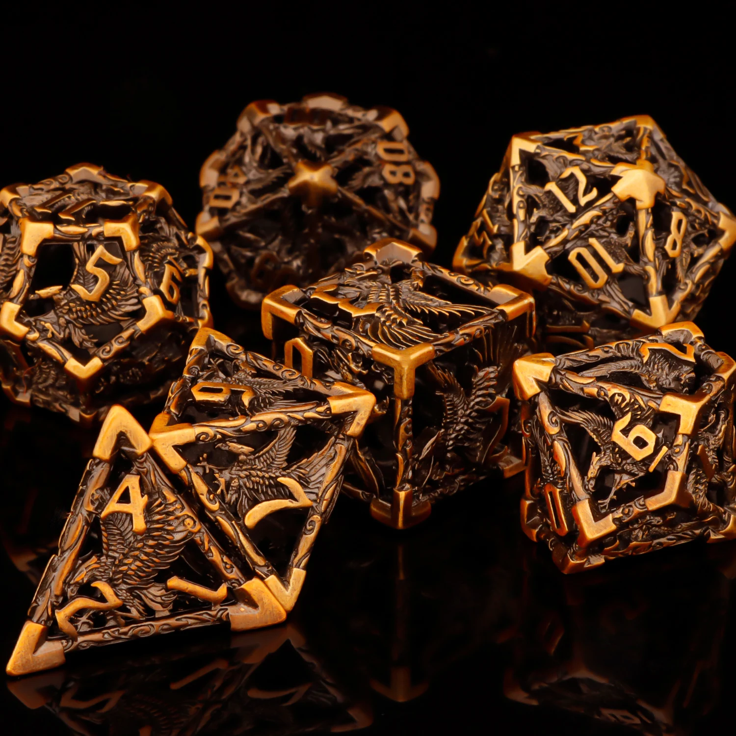 7pcs D+D Metal Polyhedral Dice Set RPG Role Playing Game DND Dungeon and Dragon D20 D12 D10 D8 D6 D4