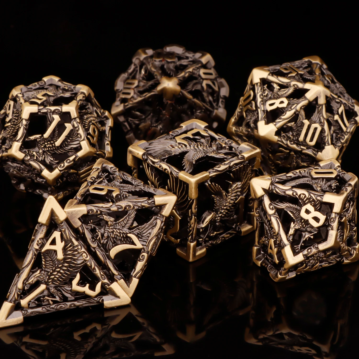 7pcs D+D Metal Polyhedral Dice Set RPG Role Playing Game DND Dungeon and Dragon D20 D12 D10 D8 D6 D4