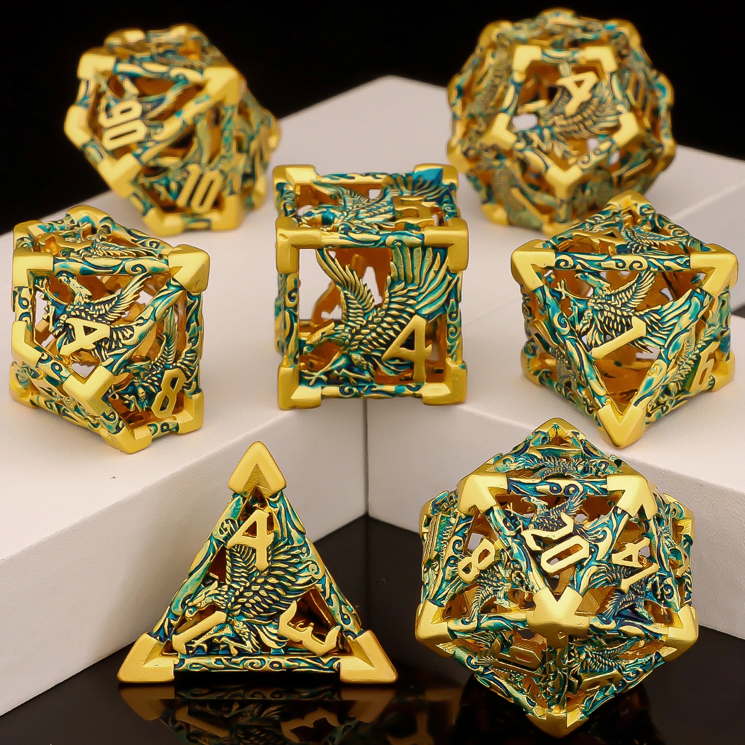 7pcs D+D Metal Polyhedral Dice Set RPG Role Playing Game DND Dungeon and Dragon D20 D12 D10 D8 D6 D4