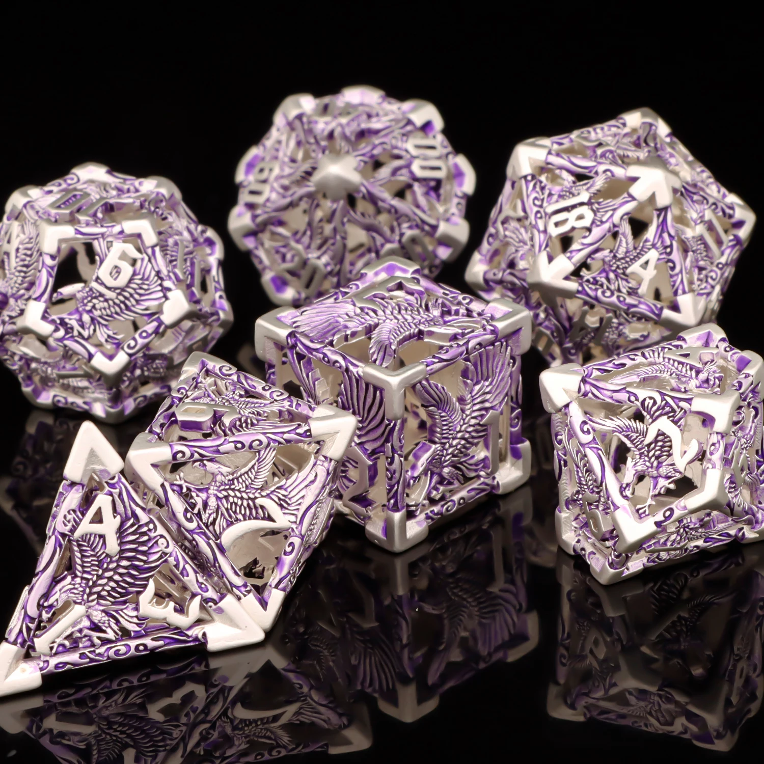 7pcs D+D Metal Polyhedral Dice Set RPG Role Playing Game DND Dungeon and Dragon D20 D12 D10 D8 D6 D4