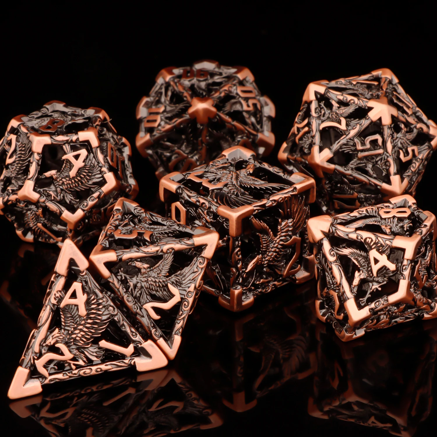 7pcs D+D Metal Polyhedral Dice Set RPG Role Playing Game DND Dungeon and Dragon D20 D12 D10 D8 D6 D4