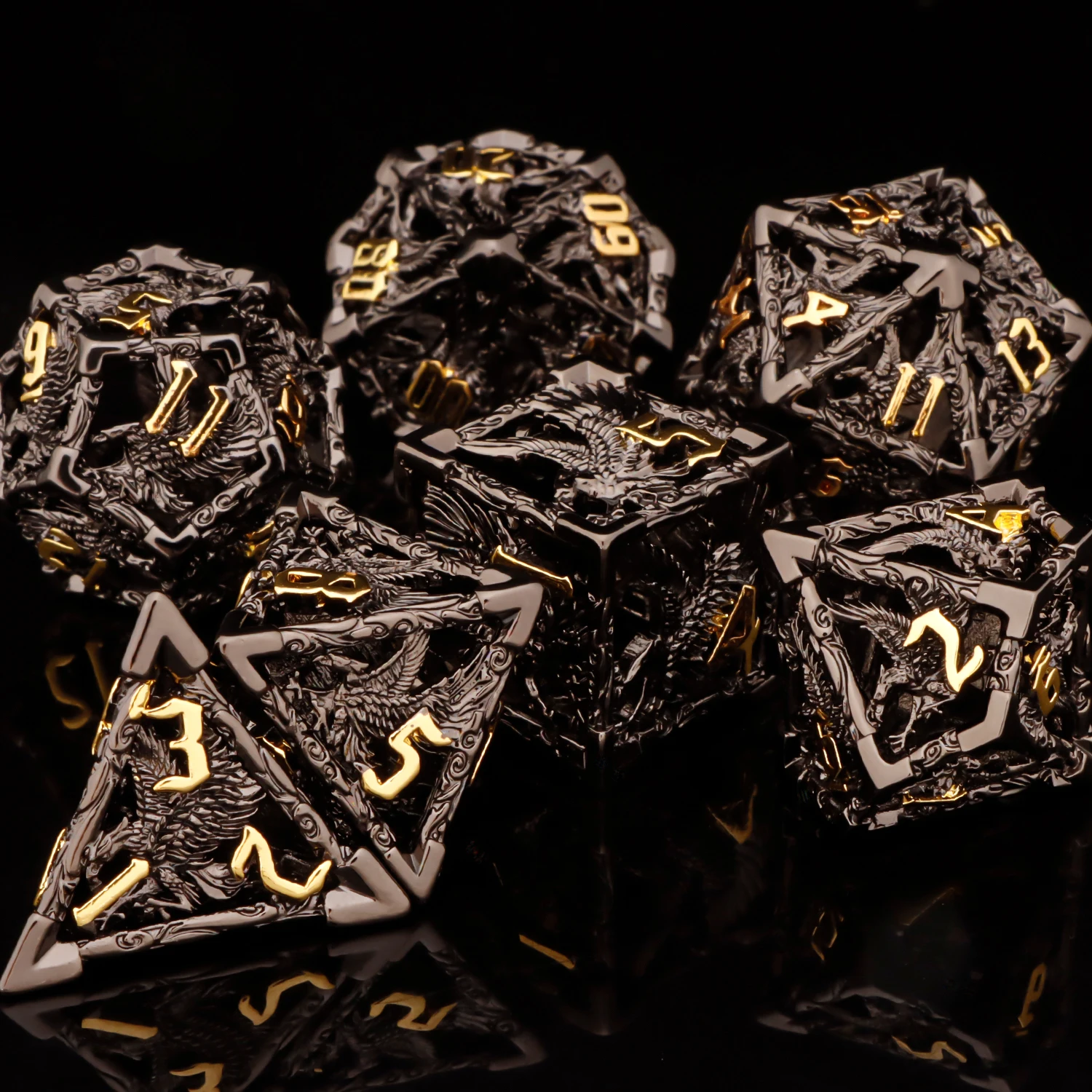 7pcs D+D Metal Polyhedral Dice Set RPG Role Playing Game DND Dungeon and Dragon D20 D12 D10 D8 D6 D4