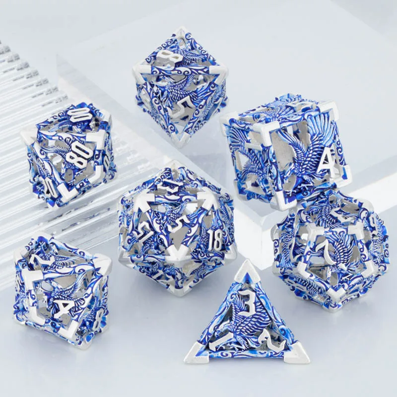 7pcs D+D Metal Polyhedral Dice Set RPG Role Playing Game DND Dungeon and Dragon D20 D12 D10 D8 D6 D4