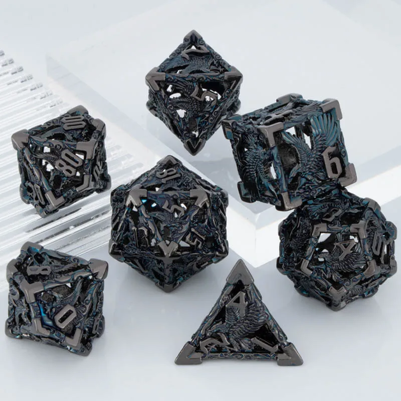 7pcs D+D Metal Polyhedral Dice Set RPG Role Playing Game DND Dungeon and Dragon D20 D12 D10 D8 D6 D4