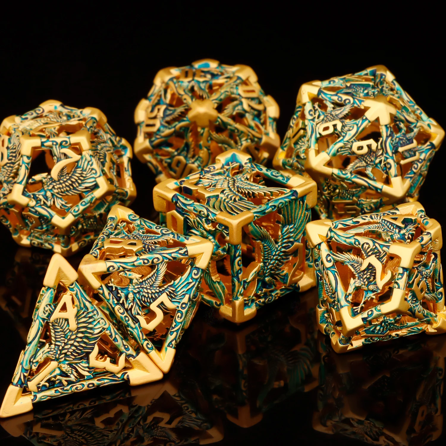 7pcs D+D Metal Polyhedral Dice Set RPG Role Playing Game DND Dungeon and Dragon D20 D12 D10 D8 D6 D4