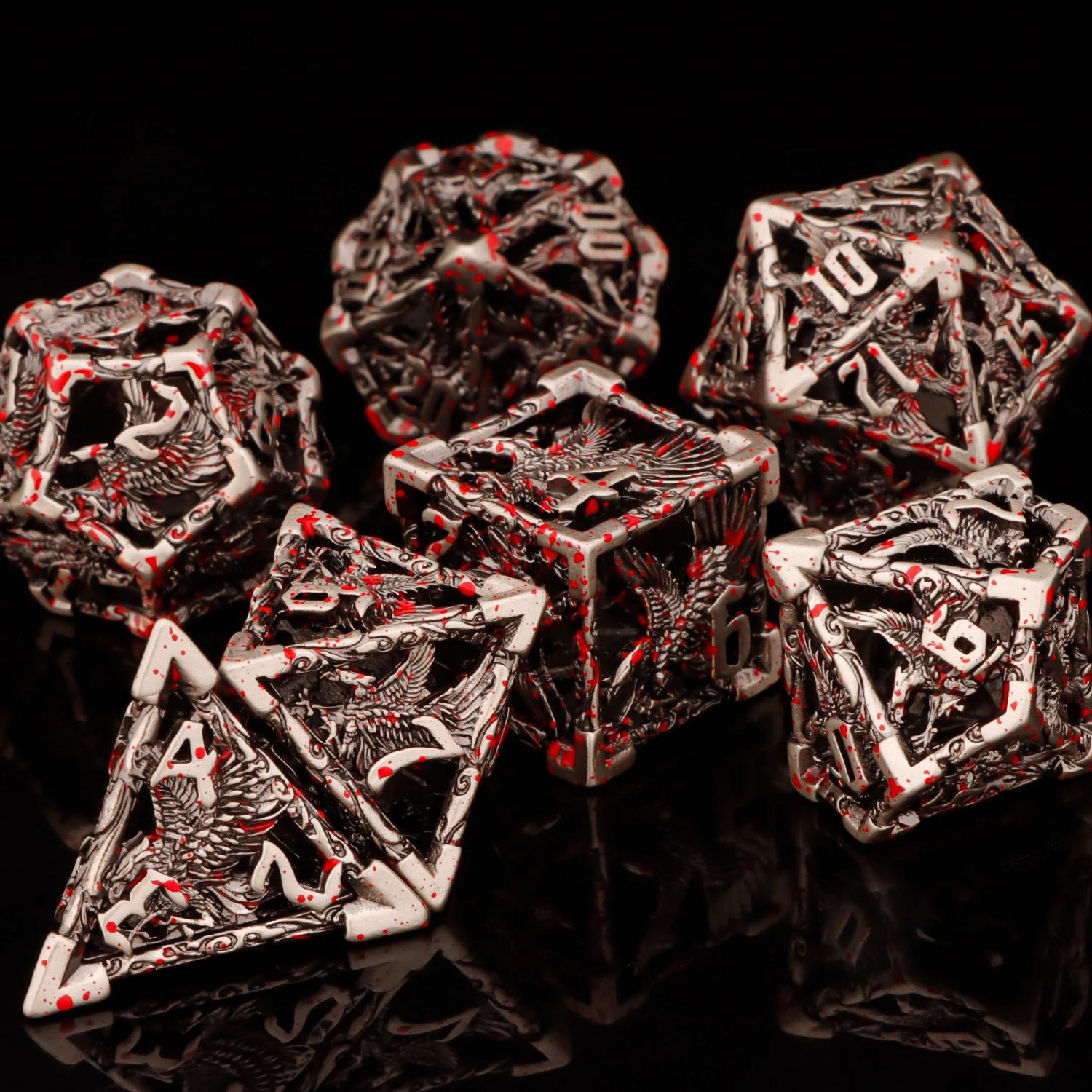 7pcs D+D Metal Polyhedral Dice Set RPG Role Playing Game DND Dungeon and Dragon D20 D12 D10 D8 D6 D4