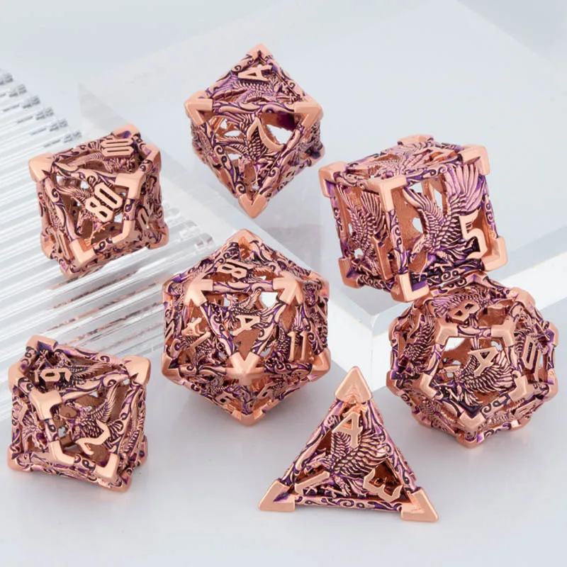 7pcs D+D Metal Polyhedral Dice Set RPG Role Playing Game DND Dungeon and Dragon D20 D12 D10 D8 D6 D4