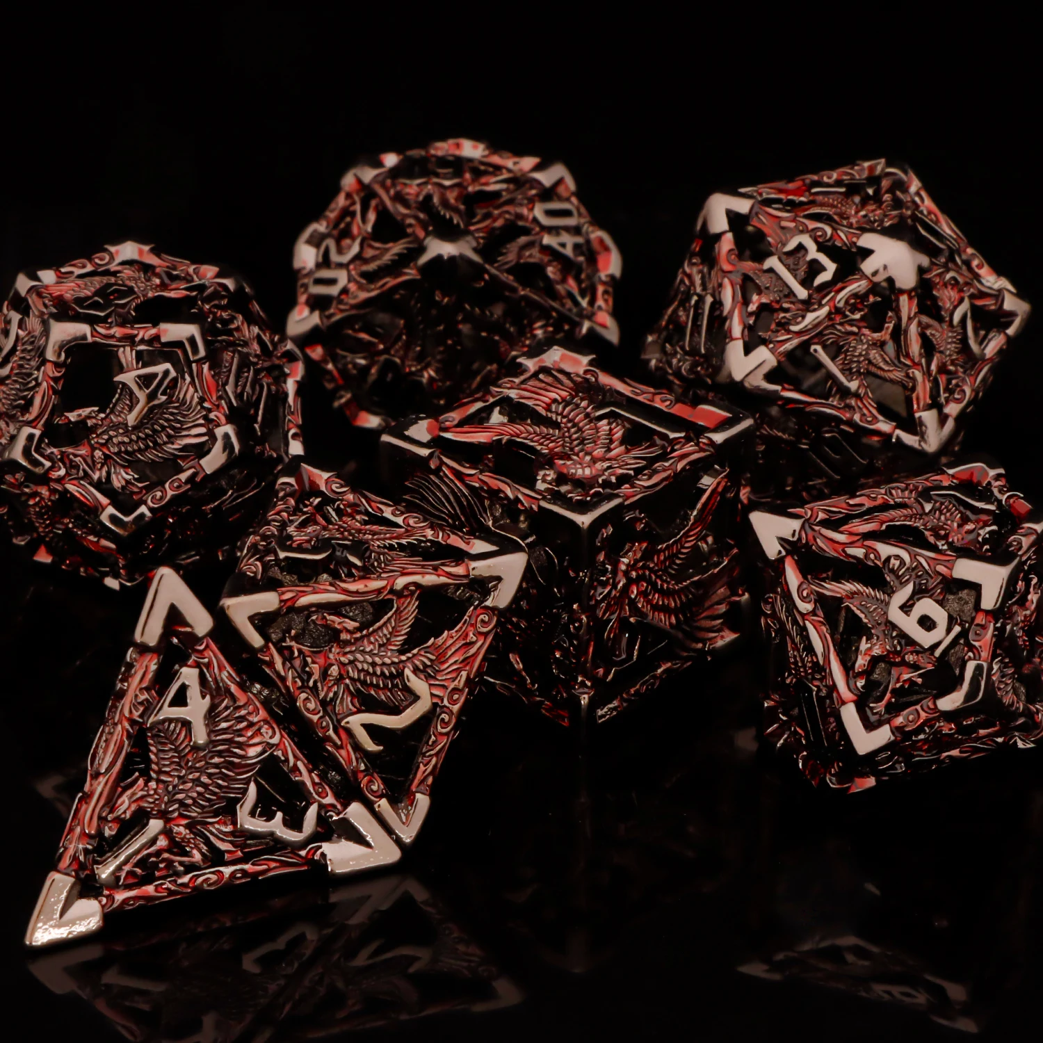 7pcs D+D Metal Polyhedral Dice Set RPG Role Playing Game DND Dungeon and Dragon D20 D12 D10 D8 D6 D4