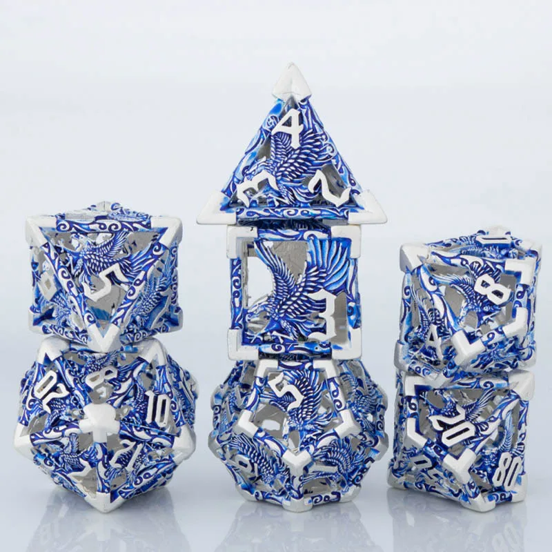 7pcs D+D Metal Polyhedral Dice Set RPG Role Playing Game DND Dungeon and Dragon D20 D12 D10 D8 D6 D4