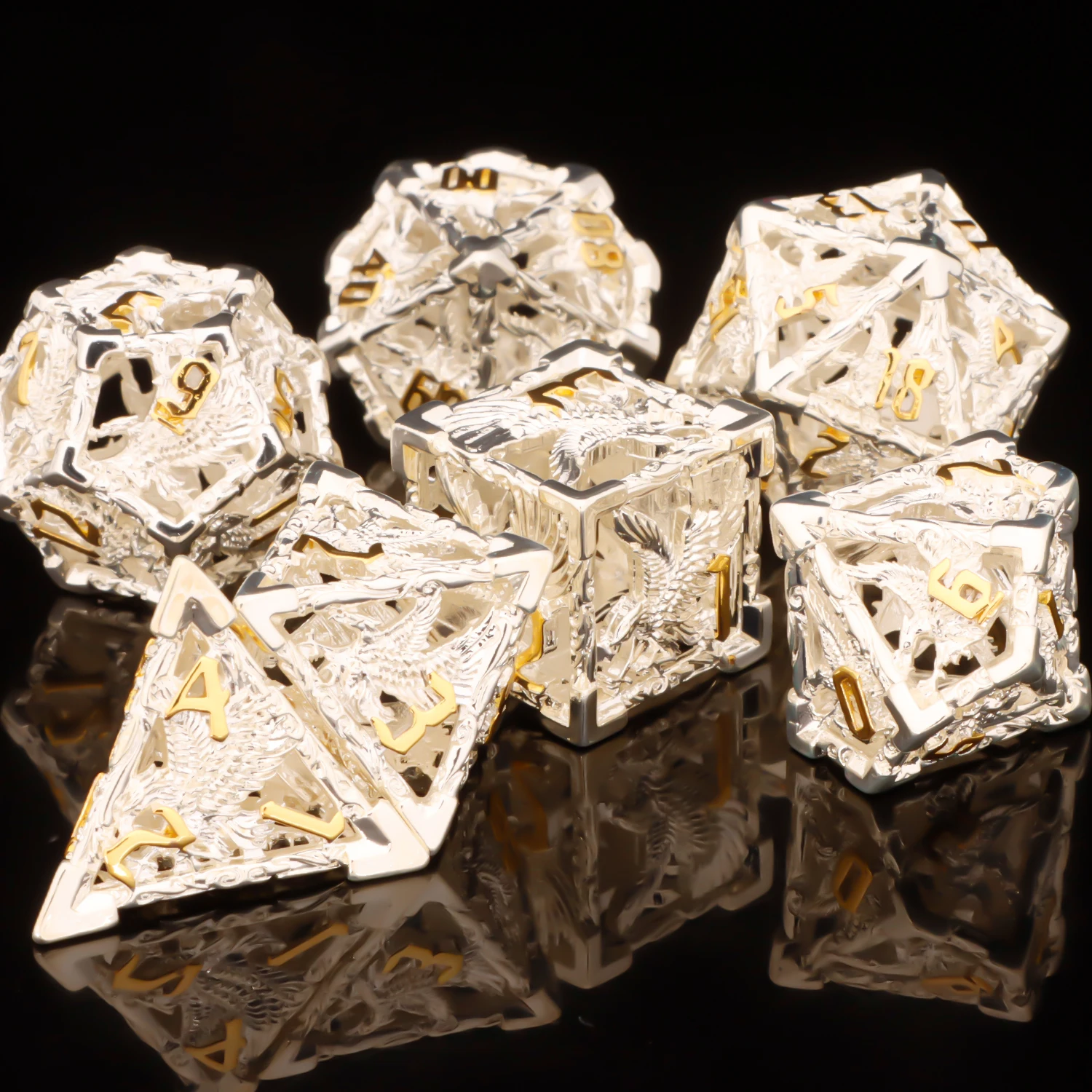 7pcs D+D Metal Polyhedral Dice Set RPG Role Playing Game DND Dungeon and Dragon D20 D12 D10 D8 D6 D4