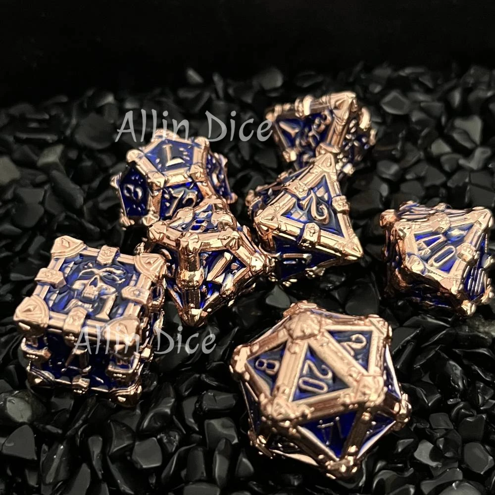 Metal Dragon Dice Set, Roulette Dice, DND Game Dice For Dungeons and Dragons DND RPG Skull Dice D100 D6 Fingertip Gyro Dice set