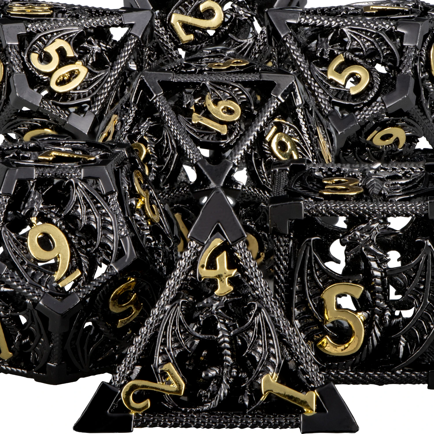 DND Metal Hollow Dragon Dice D and D D20 Dungeon and Dragon Table Role Playing Game Dice D+D D6 Polyhedral Dice RPG D&D Dice Set