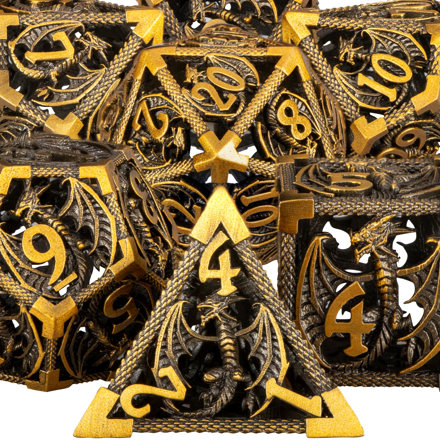 DND Metal Hollow Dragon Dice D and D D20 Dungeon and Dragon Table Role Playing Game Dice D+D D6 Polyhedral Dice RPG D&D Dice Set