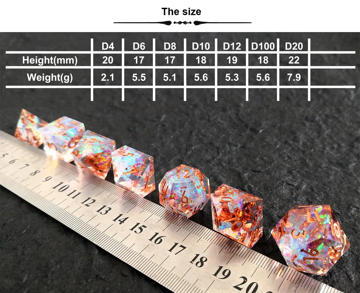 Polyhedral RPG Dice Board Games Resin DND Dice Set Sharp Edge Dice DND Gift For Role Playing Table Game-G4