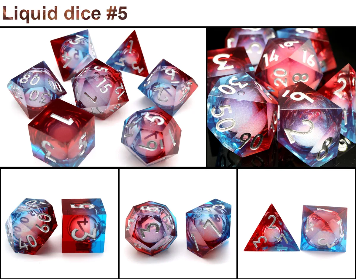 Polyhedral RPG Dice Board Games Resin DND Dice Set Sharp Edge Dice DND Gift For Role Playing Table Game-G4