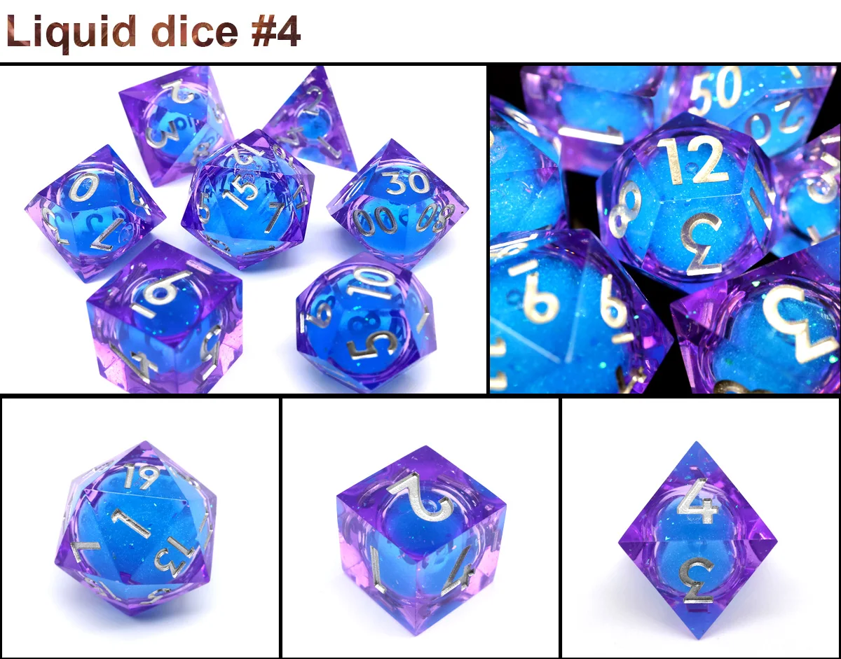 Polyhedral RPG Dice Board Games Resin DND Dice Set Sharp Edge Dice DND Gift For Role Playing Table Game-G4