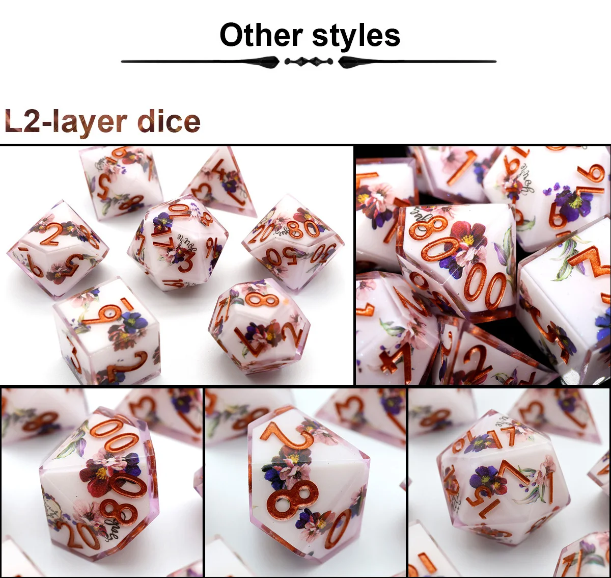 Polyhedral RPG Dice Board Games Resin DND Dice Set Sharp Edge Dice DND Gift For Role Playing Table Game-G4