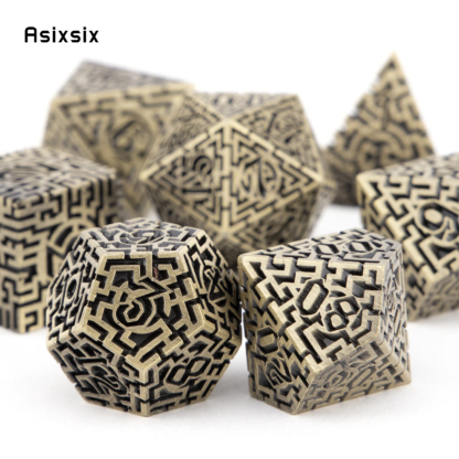 7 Pcs Copper Metal Dice Maze Solid Metal Polyhedral Dice Set Suitable for Role-Playing RPG  Board Game Card Game - Image 4