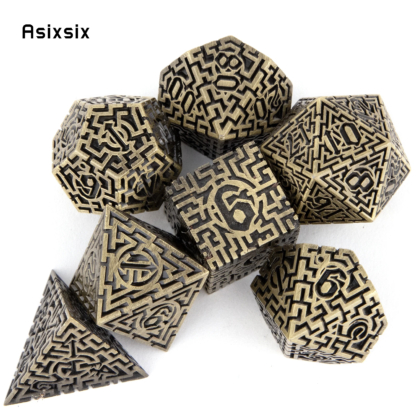 7 Pcs Copper Metal Dice Maze Solid Metal Polyhedral Dice Set Suitable for Role-Playing RPG  Board Game Card Game - Image 3