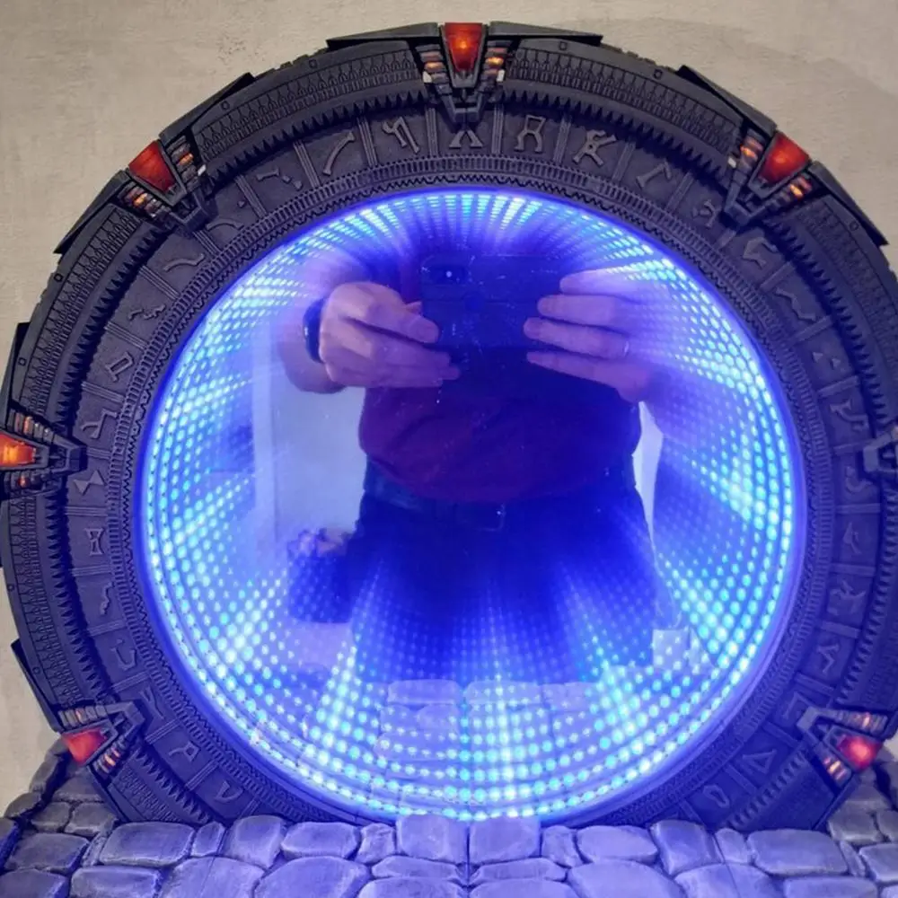 Star Gate Light Mirror Statue Resin Light Up Ornament Gate Of Time And Space Model Toy Gift For Fans Home Decor Figurines