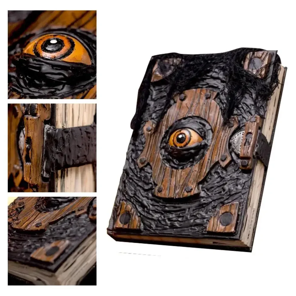 Halloween Book of Spells Prop Book Evil Eye Decoration Horror Sculpture Prop Art for Home Ornament Gift Decorative Figurines