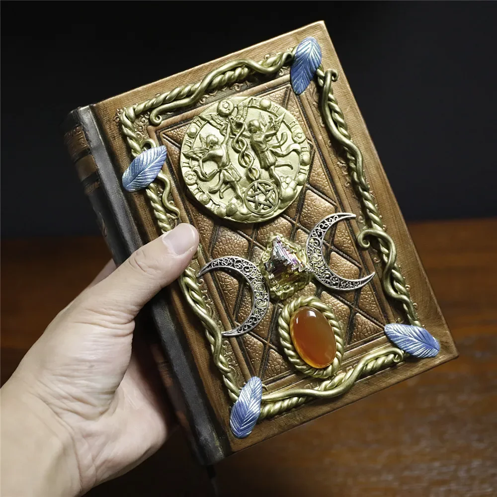 1PC Natural Stones Magical Notebook Divination Diary Books Tiger Eyes Healing Notebooks Home Decor