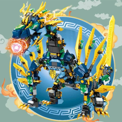 Animie Ninja Building Blocks Blue Warrior Mech Armor Robot Model Flying Dragon Fighter Figures Bricks Classic Boy For Toy Gifts - Image 4