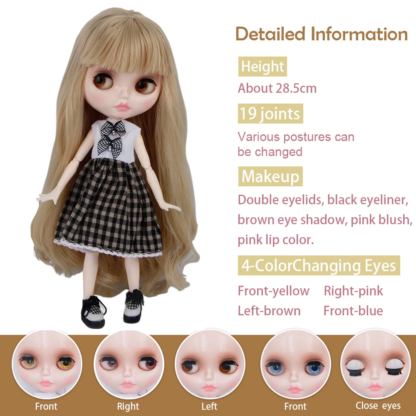 Blyth Doll Blyth Shiny Face White Leather 1/6 BJD Dolls Spherical Joint Doll Customized joint Toy for girl Specials - Image 2