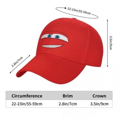 Cars Lightning McQueen Big Face Baseball Caps Unisex Fashion Sun Caps Hat Adjustable Snapback Caps Sun Hats Summer Hat - Image 3