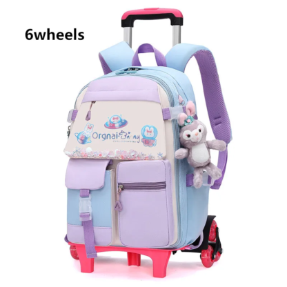 Children Wheels School Bags For Kids Backpacks Girls Schoolbags With Wheel Trolley Luggage Wheeled backpack Backbag sac Mochila - Image 5