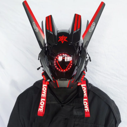 Cyberpunk Helmet Shinobi Mask Robot Samurai Mask Cosplay Techwear Cyber Punk Hi-tech Helmet Armor Futuristic Toy with LED Light - Image 2