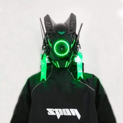 Cyberpunk Helmet Shinobi Mask Robot Samurai Mask Cosplay Techwear Cyber Punk Hi-tech Helmet Armor Futuristic Toy with LED Light - Image 4