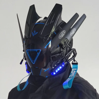 Cyberpunk Helmet Shinobi Mask Robot Samurai Mask Cosplay Techwear Cyber Punk Hi-tech Helmet Armor Futuristic Toy with LED Light - Image 5