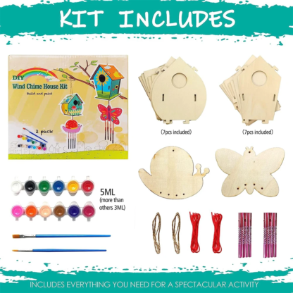 DIY Bird Houses Kits for Kids Crafts Wood for Class Parties and Art Strips Paintbrushes Stickers for Children to Build & Paint - Image 3