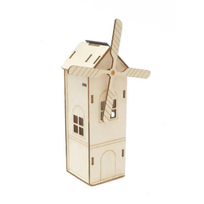 DIY Mini Wooden Windmill House Model 3D Puzzles Assemble Solar Powered Windmill Kids School Science Educational Project STEM Toy - Image 2