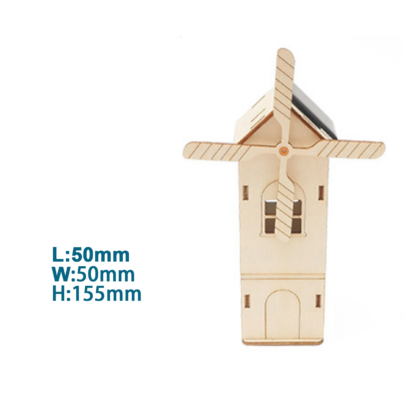 DIY Mini Wooden Windmill House Model 3D Puzzles Assemble Solar Powered Windmill Kids School Science Educational Project STEM Toy - Image 5