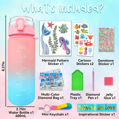 Decorate Your Own Water Bottle Kits for Girls Age 6-8-10,Mermaid Painting Crafts, Crafts Gifts Toys for Girls Birthday - Image 4