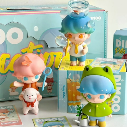 Dimoo Pet Vacation Series Toys Cute Figure Kawaii Toys Model Collection Room Desktop Decoration Ornaments Children Birthday Gift