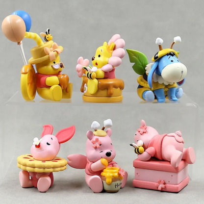 Diney Capsule Toys Cute Winnie The Pooh Dessert Party Action Figure Doll Model Toys Desktop Decoration Kids Gifts