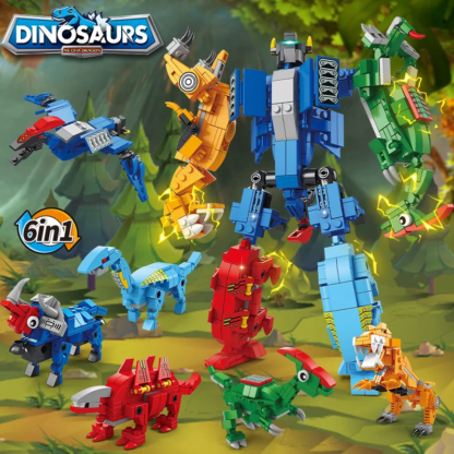 Dinosaur Transformation Robot Building Blocks Assemble Deformation Dino World Construction Set Figures Bricks Educational Toys - Image 4