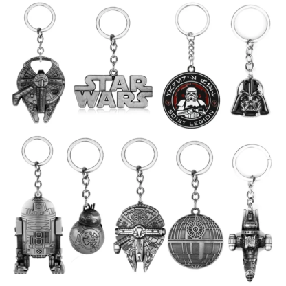 Disney Star Wars Spaceship R2-D2 Keychain The Mandalorian Movie Character Cartoon Animation Pendant Metal Accessories