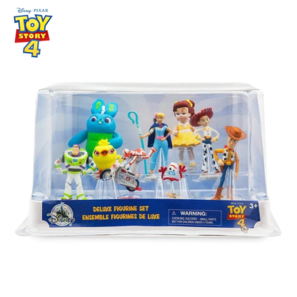 Disney Toy Story 4 Deluxe Figure Playset Cartoon Character Woody Jessie Buzz Lightyear 9 Piece Set Collectible Model Boxed Gifts