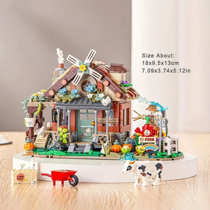 Farm Building Block Set DIY Country Windmill Cabin Model Small Particle Assembled Ornaments Adult and Children's Toys Gifts - Image 2