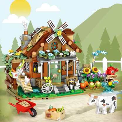 Farm Building Block Set DIY Country Windmill Cabin Model Small Particle Assembled Ornaments Adult and Children's Toys Gifts - Image 3